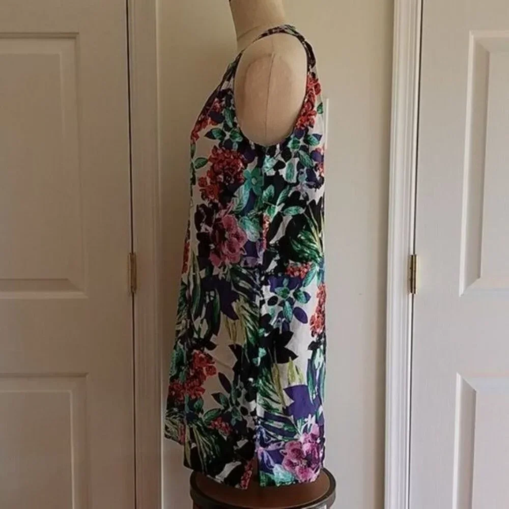 Floral Linen Dress C & C California Sleeveless HALTER Women's WOMAN'S Size 5